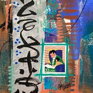 Wisdom of Knowing Original Mixed Media Wall Art Painting 8x10in Frame Ready